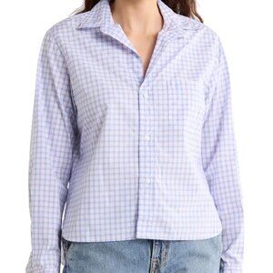 Frank & Eileen Grid Print Untuckable Button-Up Shirt in Pink/Blue